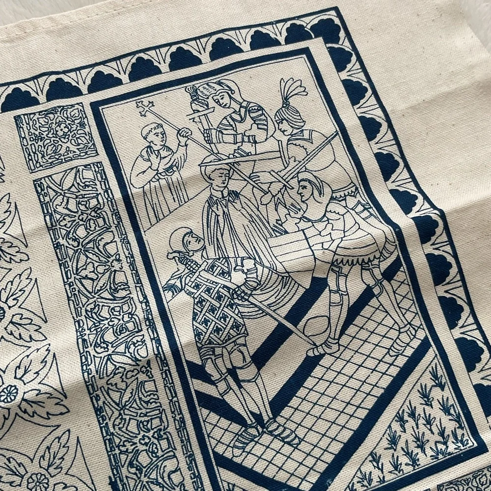 Vintage Canterbury Cathedral Tea Towel Stuart Morris Cotton Blue